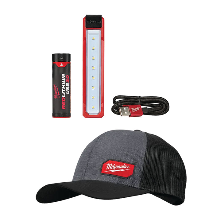 MILWAUKEE REDLITHIUM™ USB ROVER™ Pocket Flood Light & FREE Gray GRIDIRON™ Snapback Trucker Hat