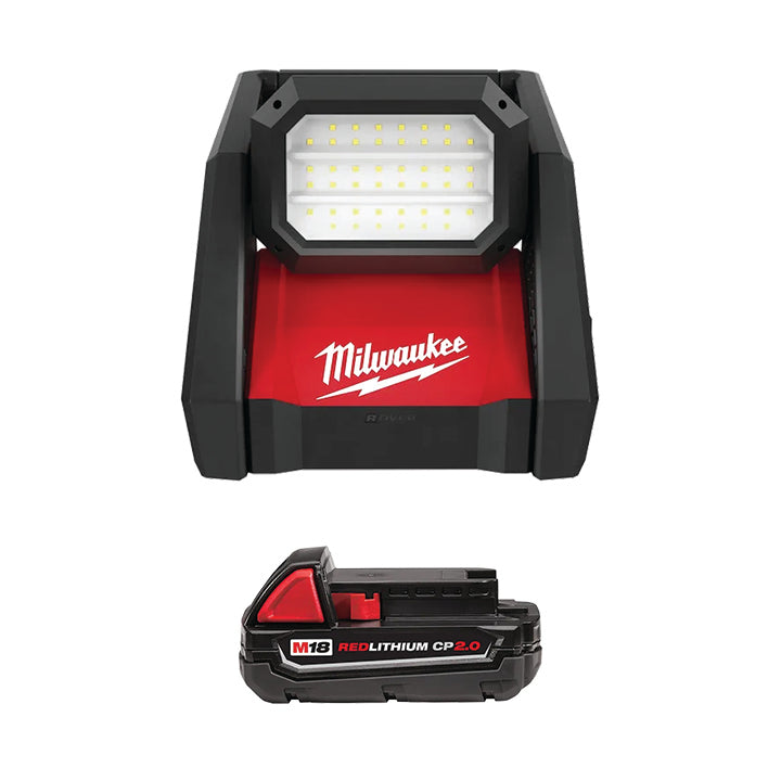 MILWAUKEE M18™ ROVER™ Dual Power Flood Light & FREE M18™ REDLITHIUM™ CP2.0 Battery