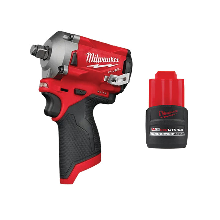 MILWAUKEE M12 FUEL™ 1/2" Stubby Impact Wrench & FREE M12™ REDLITHIUM™ HIGH OUTPUT™ CP2.5 Battery
