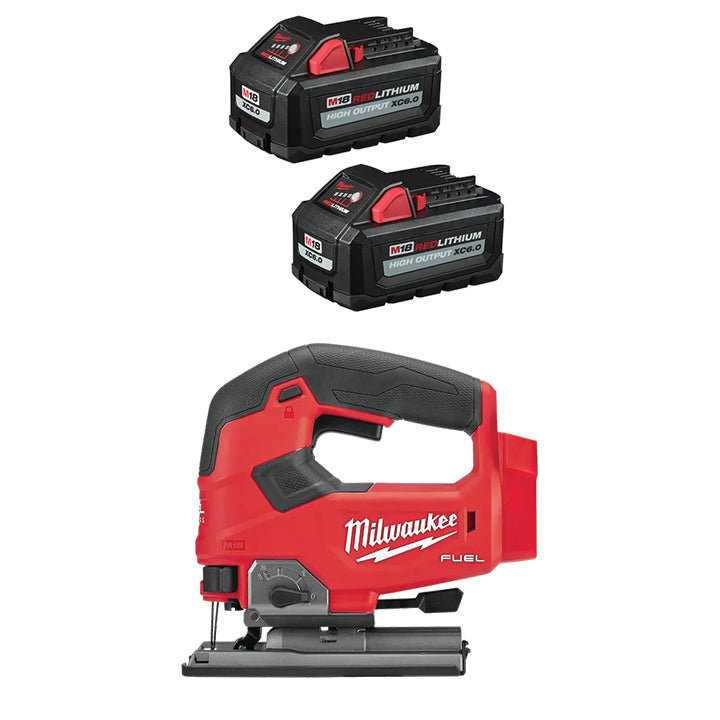 MILWAUKEE M18™ REDLITHIUM™ HIGH OUTPUT™ XC6.0 Battery (2 PACK) & FREE M18 FUEL™ D-Handle Jig Saw