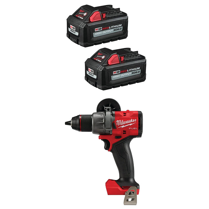 MILWAUKEE M18™ REDLITHIUM™ HIGH OUTPUT™ XC6.0 Battery (2 PACK) & FREE M18 FUEL™ 1/2" Hammer Drill/Driver