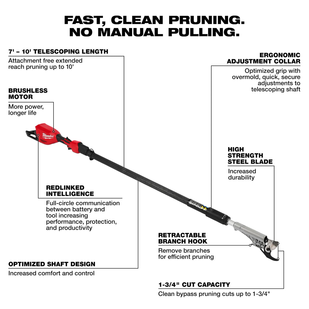 MILWAUKEE M18™ Telescoping Pole Pruning Shears (Tool Only)