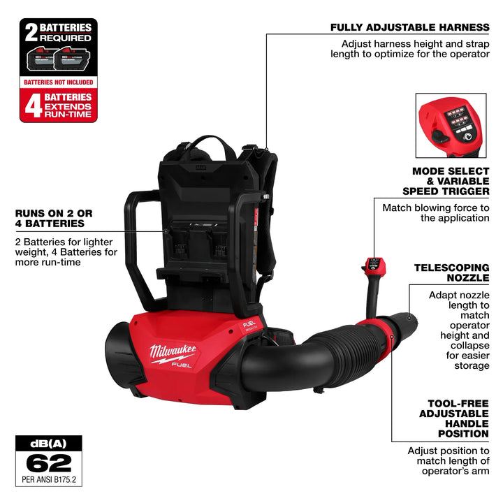 MILWAUKEE M18 FUEL™ Dual Battery Backpack Blower (Tool Only)