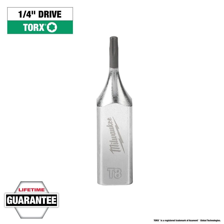MILWAUKEE TORX® 1/4" Drive T8 Bit Socket