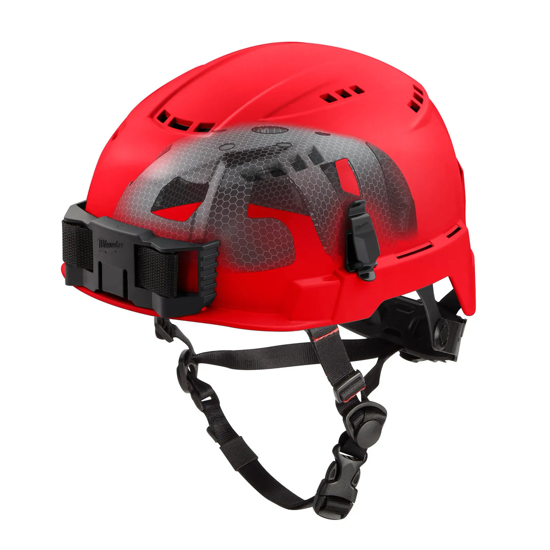 MILWAUKEE Red Class C, Vented BOLT™ Safety Helmet w/ IMPACT ARMOR™ Liner