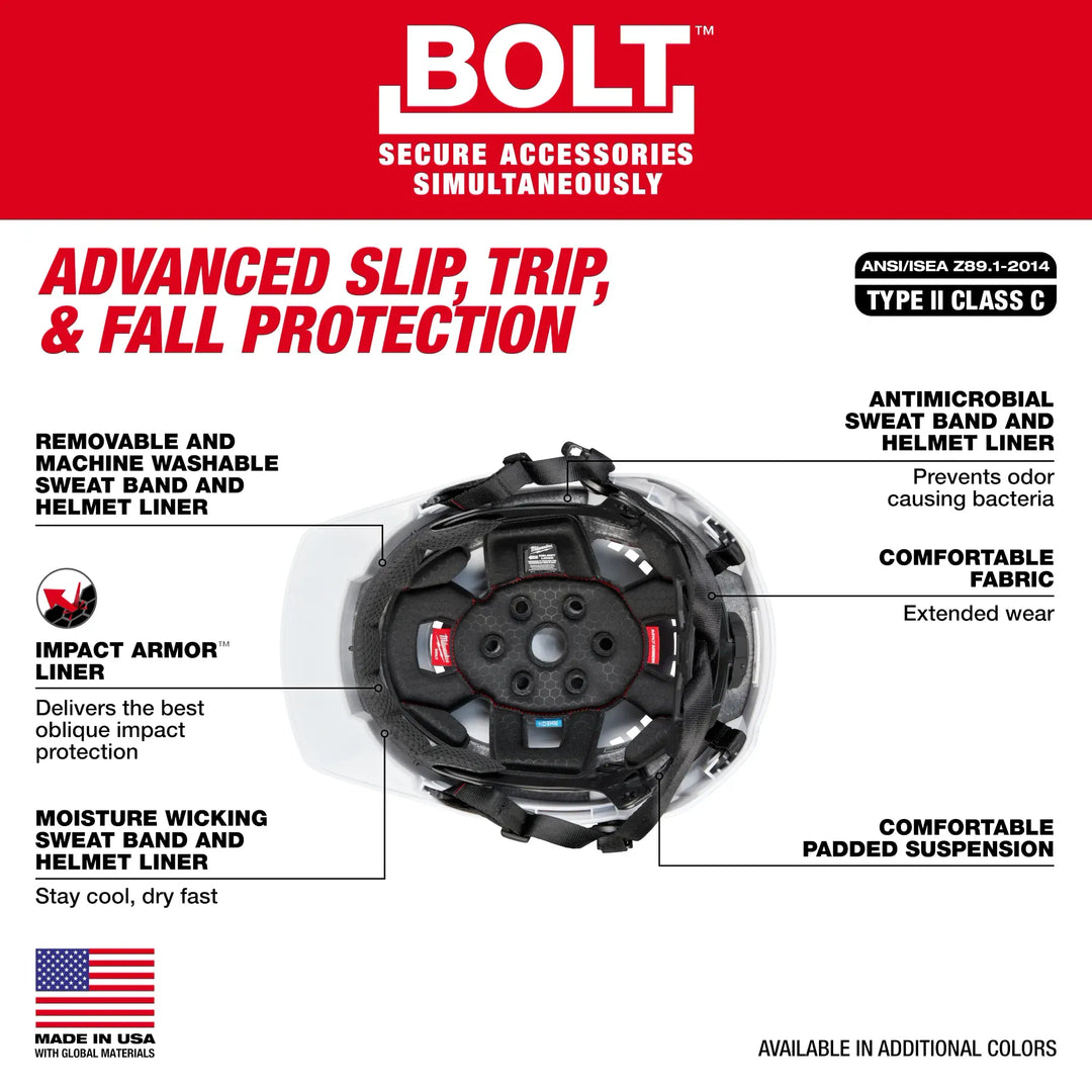 MILWAUKEE BOLT™ Front Brim Safety Helmet w/ IMPACT ARMOR™ Liner