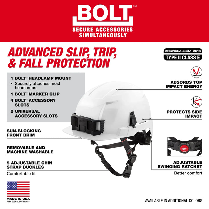 MILWAUKEE BOLT™ Front Brim Safety Helmet w/ IMPACT ARMOR™ Liner