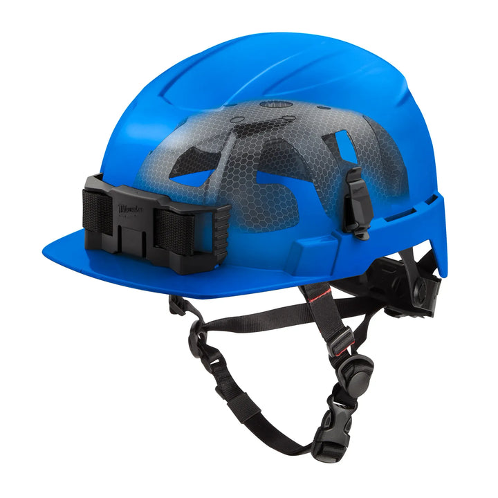 MILWAUKEE Blue Class E, Unvented BOLT™ Front Brim Safety Helmet w/ IMPACT ARMOR™ Liner