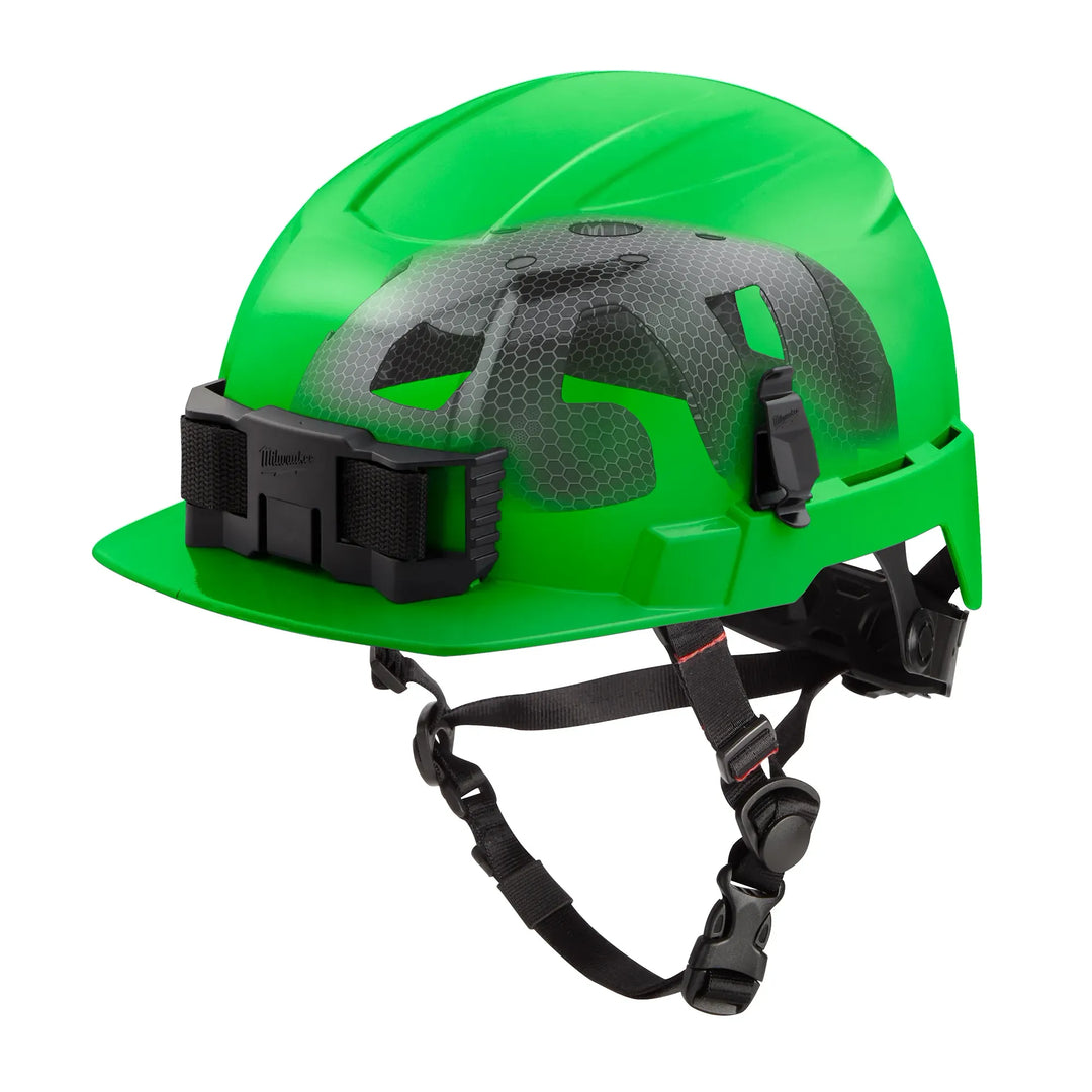 MILWAUKEE Green Class E, Unvented BOLT™ Front Brim Safety Helmet w/ IMPACT ARMOR™ Liner