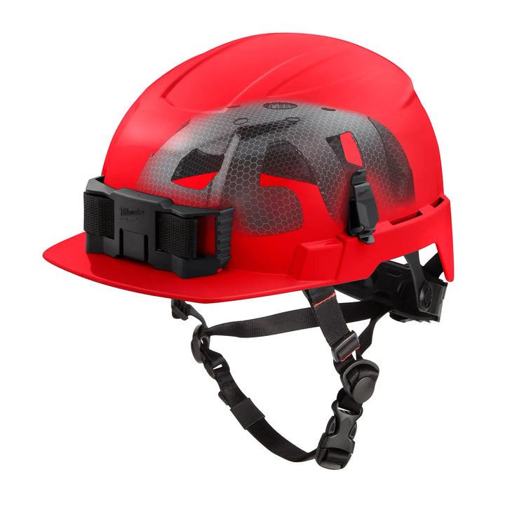 MILWAUKEE Red Class E, Unvented BOLT™ Front Brim Safety Helmet w/ IMPACT ARMOR™ Liner
