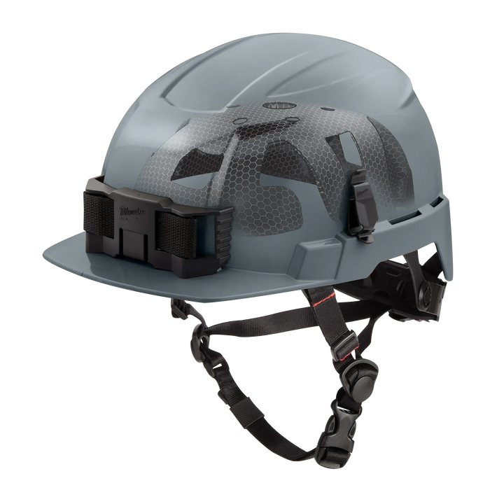 MILWAUKEE Gray Class E, Unvented BOLT™ Front Brim Safety Helmet w/ IMPACT ARMOR™ Liner