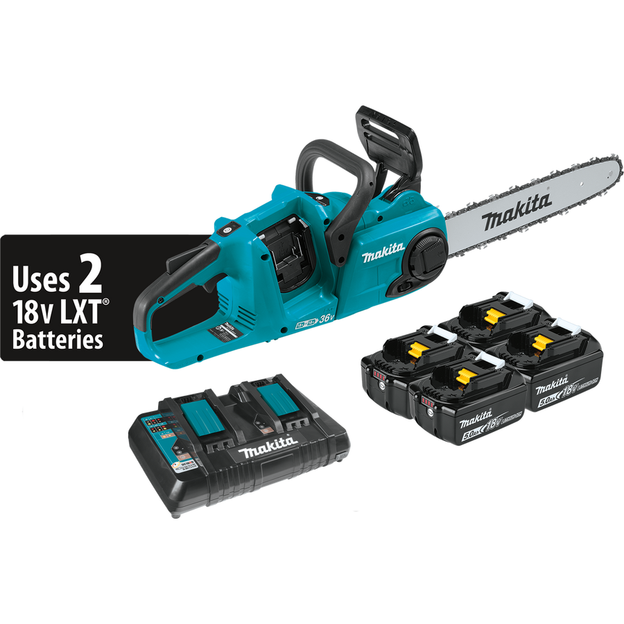 MAKITA 36V (18V X2) LXT® 14" Chain Saw Kit w/ 4 Batteries