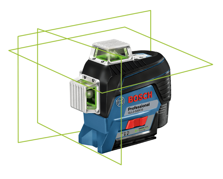 BOSCH 12V MAX 360° Connected Green-Beam Three-Plane Leveling & Alignment-Line Laser Kit