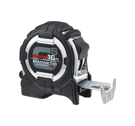 TAJIMA 16' GS-LOCK™ Magnetic Power X2 Measuring Tape w/ Compatible Clip