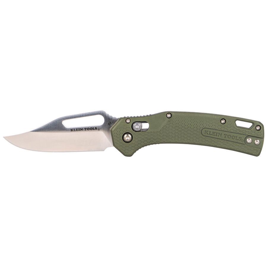 KLEIN TOOLS Clip Point Blade KTO Resurgence Knife w/ Moss Green Handle