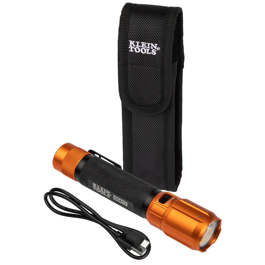 KLEIN TOOLS Rechargeable 2-Color LED Flashlight w/ Holster