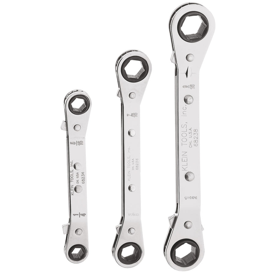 KLEIN TOOLS 3 PC. Reversible Ratcheting Box Wrench Set