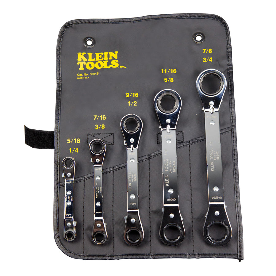 KLEIN TOOLS 5 PC. Reversible Ratcheting Box Wrench Set