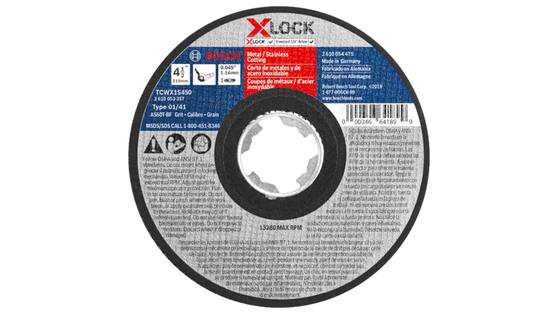 BOSCH 4-1/2" x .045" X-LOCK Arbor Type 1A (ISO 41) 60 Grit Fast Metal/Stainless Cutting Abrasive Wheel (25 PACK)