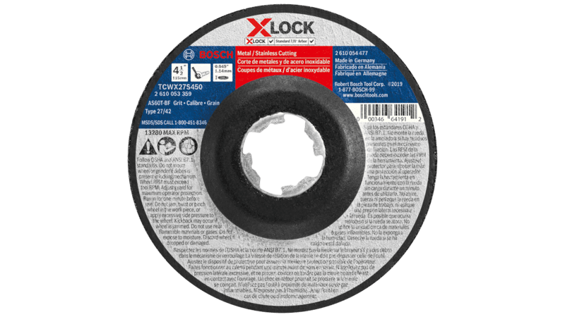 BOSCH 4-1/2" x 0.045" X-LOCK Arbor Type 27A (ISO 42) 60 Grit Fast Metal/Stainless Cutting Abrasive Wheel (25 PACK)
