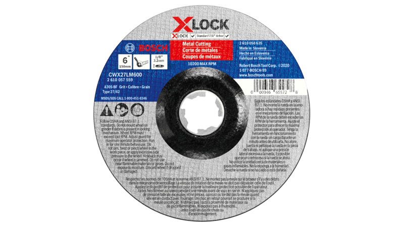 BOSCH 6" x 1/8" X-LOCK Arbor Type 27A (ISO 42) 30 Grit Metal Cutting & Grinding Abrasive Wheel (25 PACK)