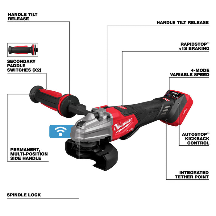 MILWAUKEE M18 FUEL™ 4-1/2" / 5" Dual-Trigger Braking Grinder (Tool Only)
