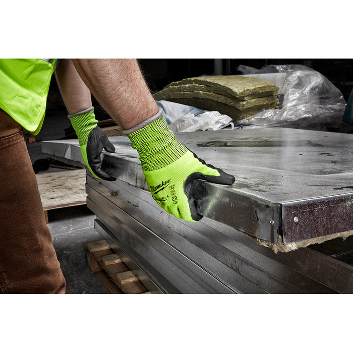 MILWAUKEE High Visibility Cut Level 4 Polyurethane Dipped Gloves