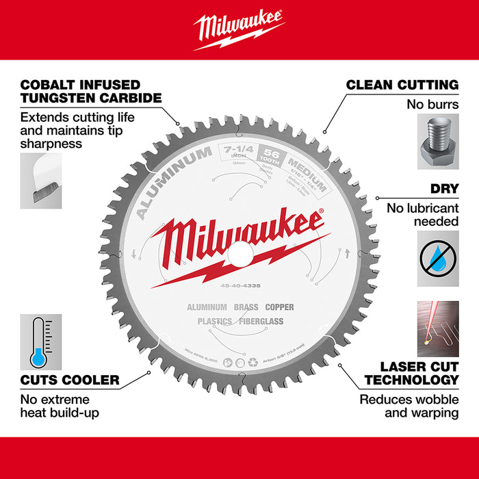 Milwaukee Tools 7-1/4" 56T NON-FERROUS BLADE 48-40-4335
