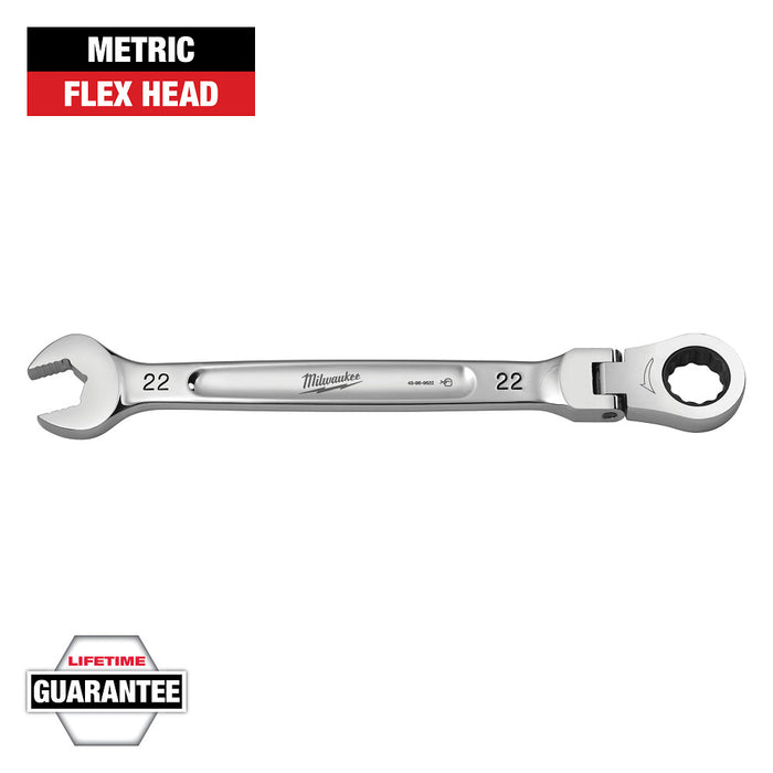 MILWAUKEE Flex Head Ratcheting Combination Wrench - Metric