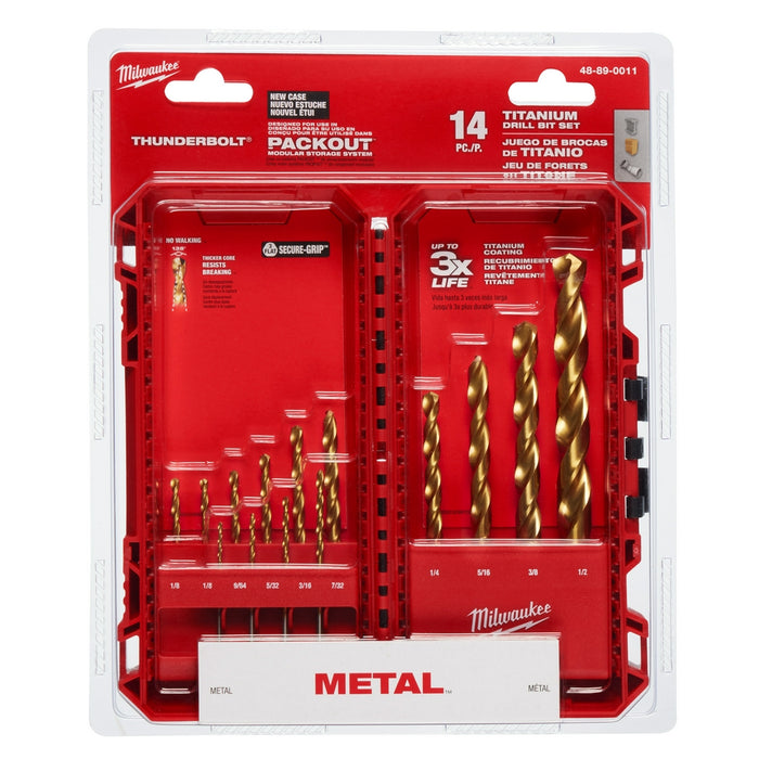 MILWAUKEE 14 PIEZAS. Juego de brocas de titanio THUNDERBOLT®