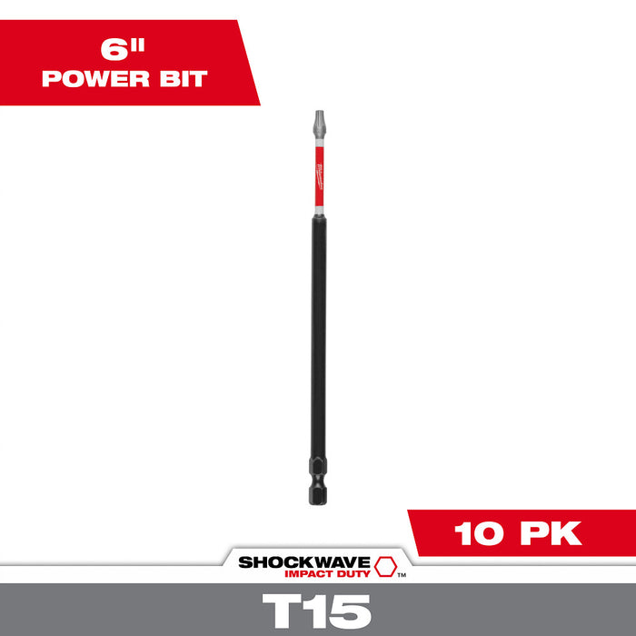 Milwaukee Tools 6" T15 Impact Driver Bit 10 Pack 48-32-4244