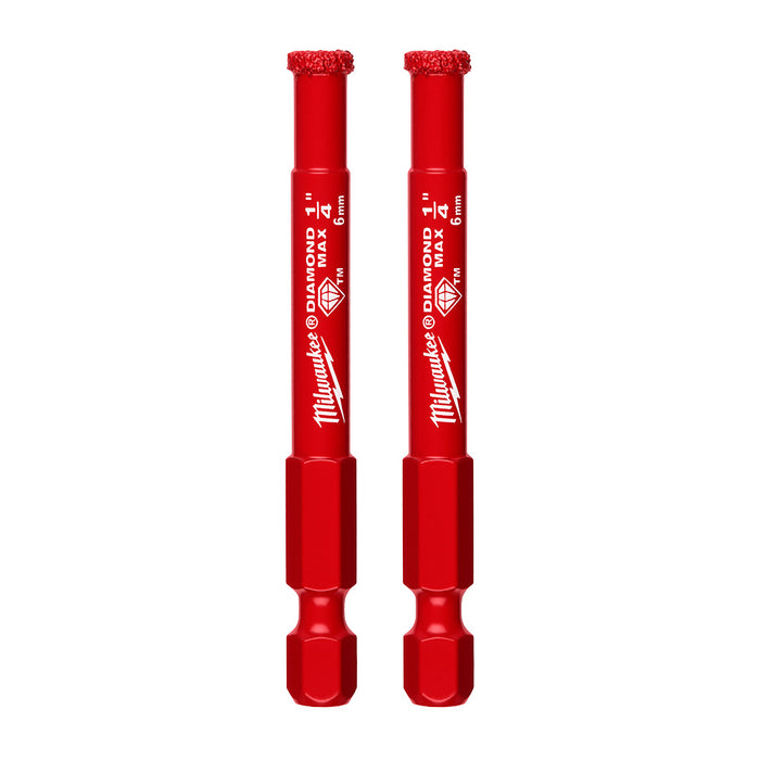 Sierra perforadora con grano de diamante de 1/4" MILWAUKEE DIAMOND MAX™ (PAQUETE DE 2)
