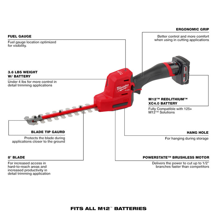MILWAUKEE M12 FUEL™ 8" Hedge Trimmer Kit