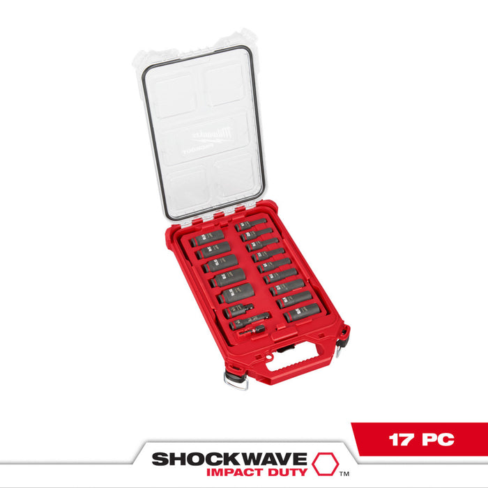 MILWAUKEE 17 PC. SHOCKWAVE IMPACT DUTY Socket 3/8� Dr SAE PACKOUT Set Q4