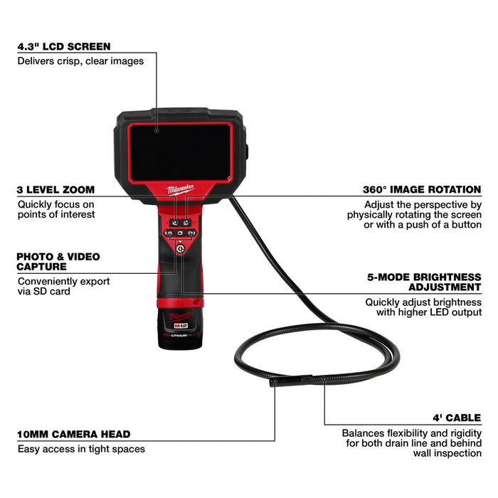 MILWAUKEE M12 M-SPECTOR 360 4' Inspection Camera Kit
