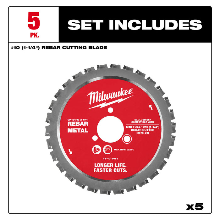 Milwaukee 48-40-4065 #10 1-1/4" Rebar Cutting Blade - 5 PK
