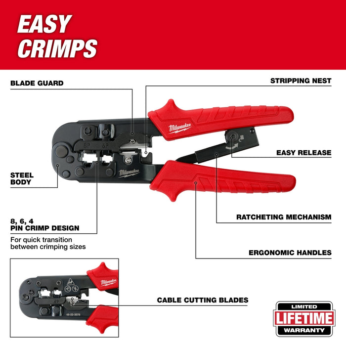 MILWAUKEE Ratcheting Modular Crimper & Stripper