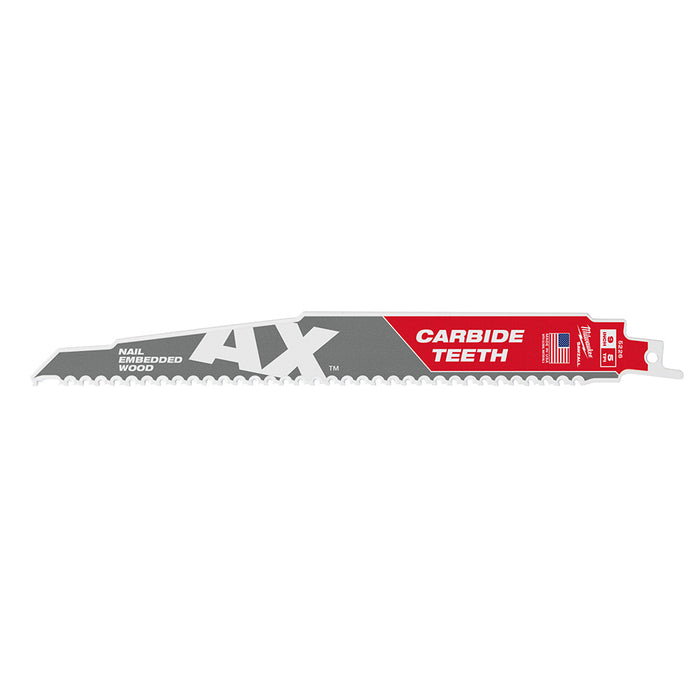 MILWAUKEE 9" 5 TPI AX™ Nail Embedded Wood SAWZALL® Blade w/ Carbide Teeth