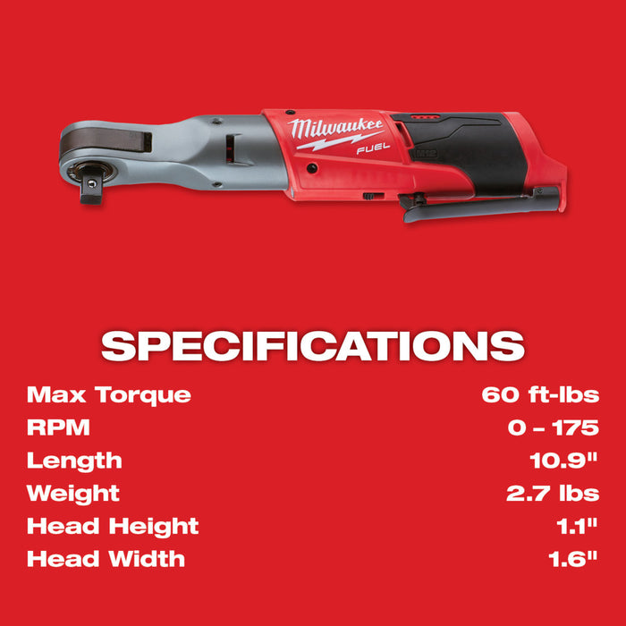 Trinquete MILWAUKEE M12™ FUEL™ de 1/2" (solo herramienta)