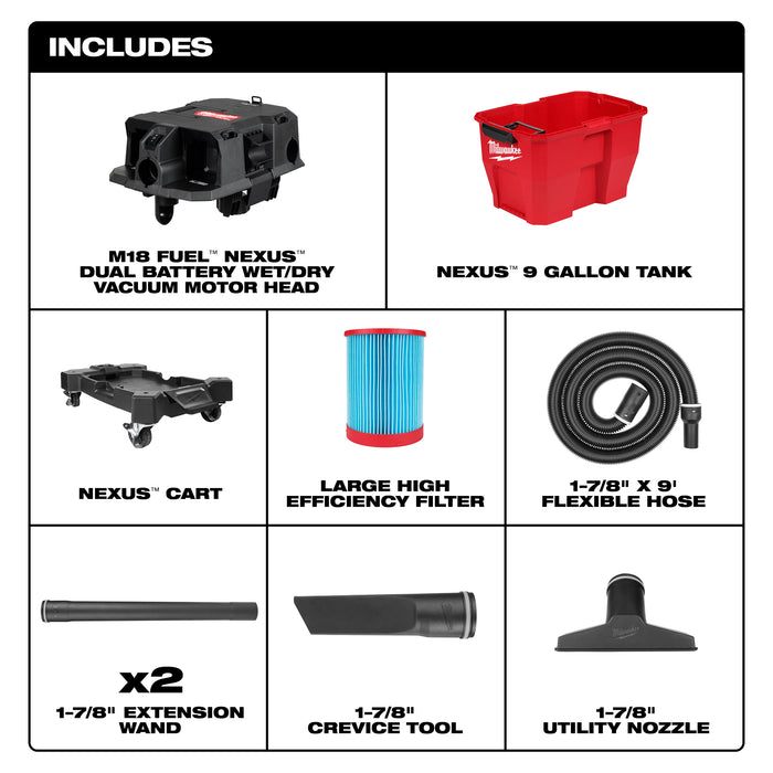 Milwaukee M18 FUEL 9G DUAL-BATTERY W/D VAC 0920-20