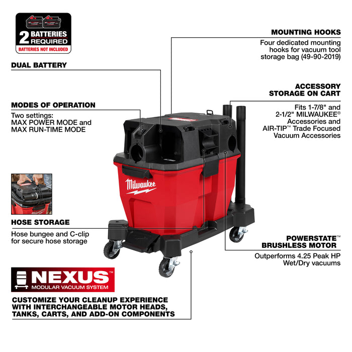 Milwaukee M18 FUEL 9G DUAL-BATTERY W/D VAC 0920-20
