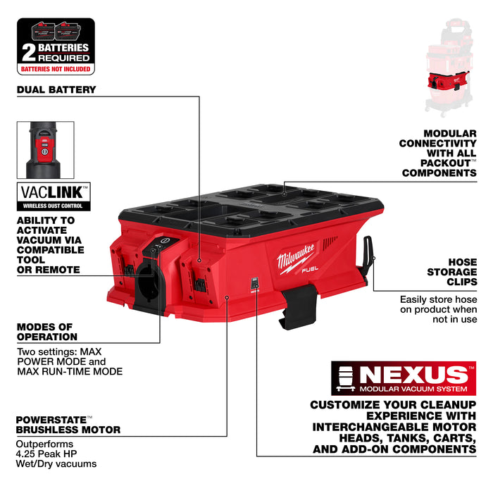 Milwaukee DB Motor Head PACKOUT & VACLINK 0926-20