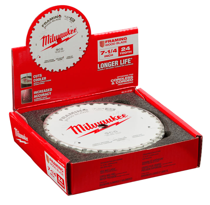 MILWAUKEE 7-1/4" 24T Circular Saw Wood Cutting Blade (10 PACK)