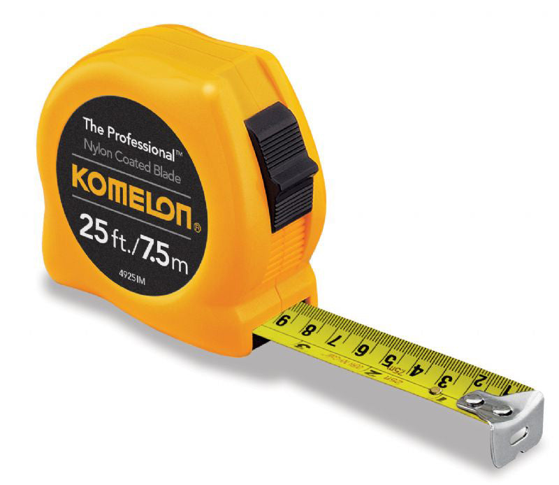 Komelon 25'/7.5M x 1" Yellow Professional - Inch/Metric