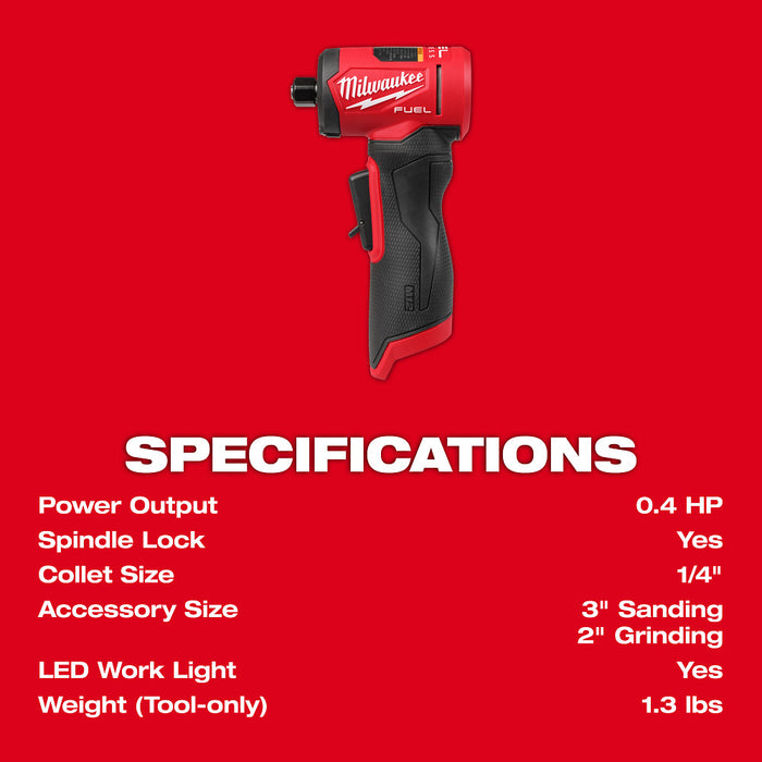 Milwaukee M12 FUEL 1/4 Inch Right Angle Die Grinder (Bare Tool)