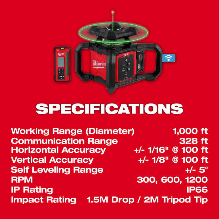 MILWAUKEE M18™ Green Interior Rotary Laser Level Kit