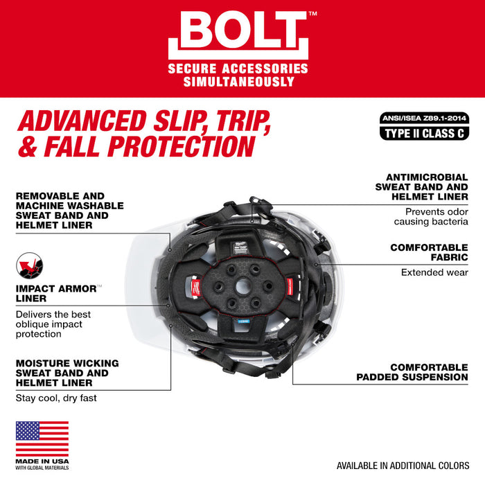 MILWAUKEE BOLT™ Front Brim Safety Helmet w/ IMPACT ARMOR™ Liner