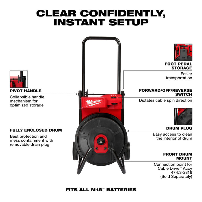 MILWAUKEE M18 Drum Machine Kit w/ 3/8" Cable