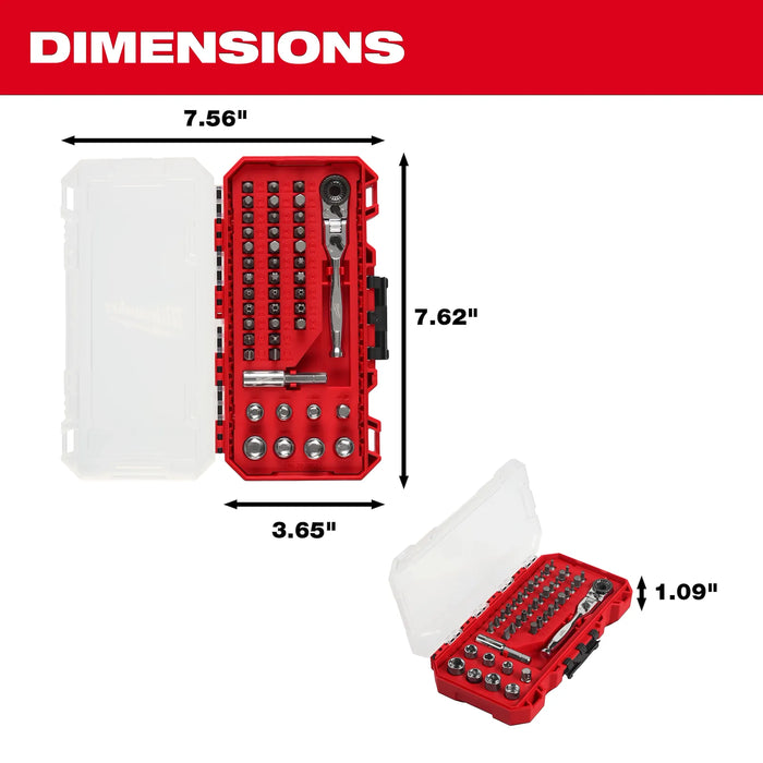 Milwaukee 44pc. 1/4” Hex Drive Mini Flex Head Ratchet & Bit Set