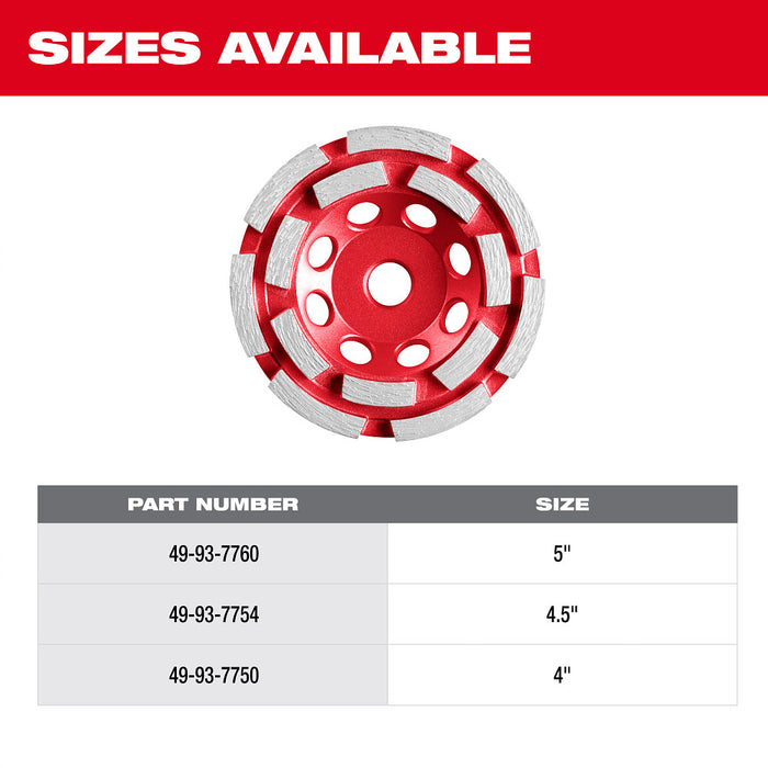 MILWAUKEE DIAMOND MAX™ Double Row Cup Wheels